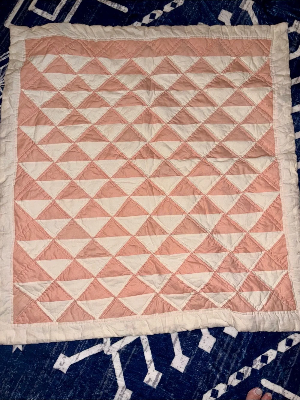 Cream Quilted Throw Blanket with Vintage Children Illustration
